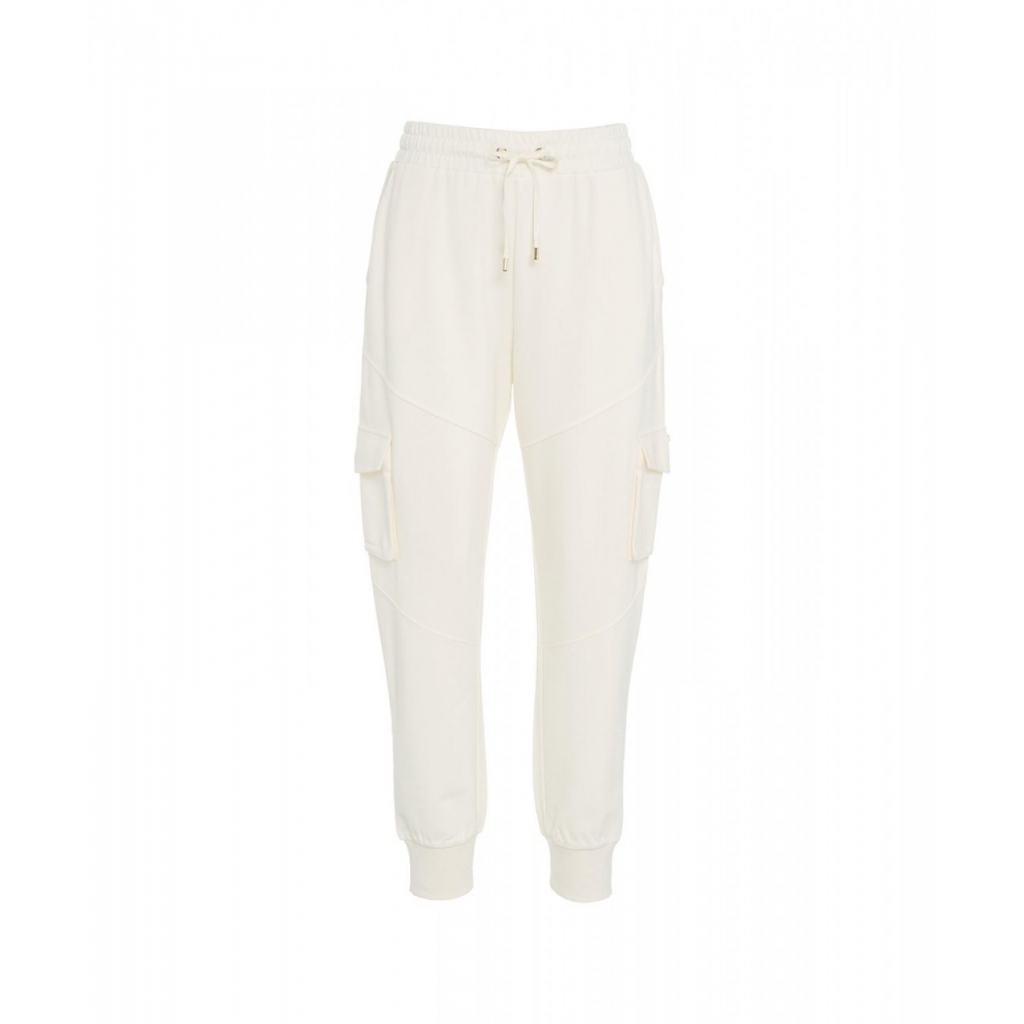 Pantaloni jogging con tasche cargo crema