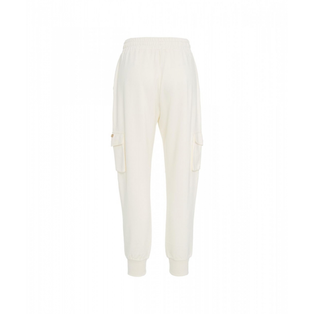 Pantaloni jogging con tasche cargo crema