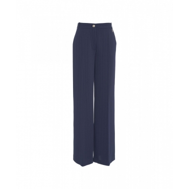 Pantaloni a gamba larga gessato blu scuro