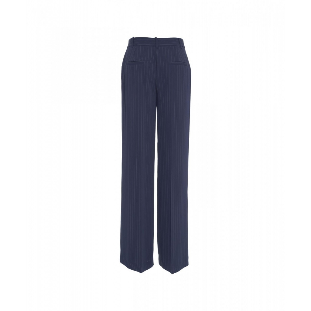 Pantaloni a gamba larga gessato blu scuro