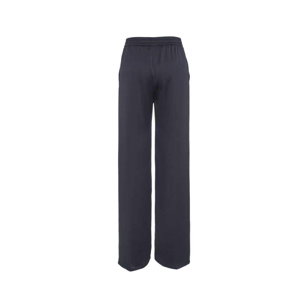 Pantaloni a gamba larga con effetto raso blu scuro