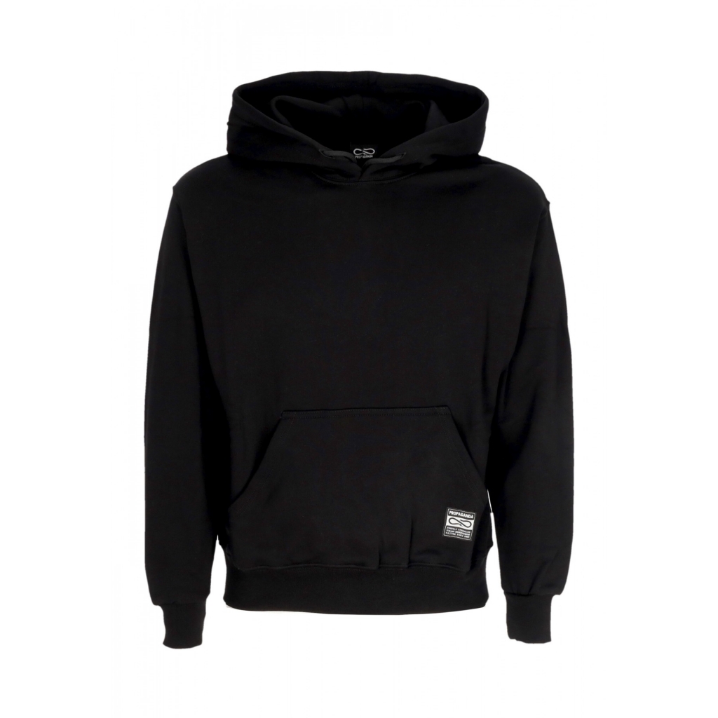 felpa cappuccio uomo label bicolor hoodie BLACK