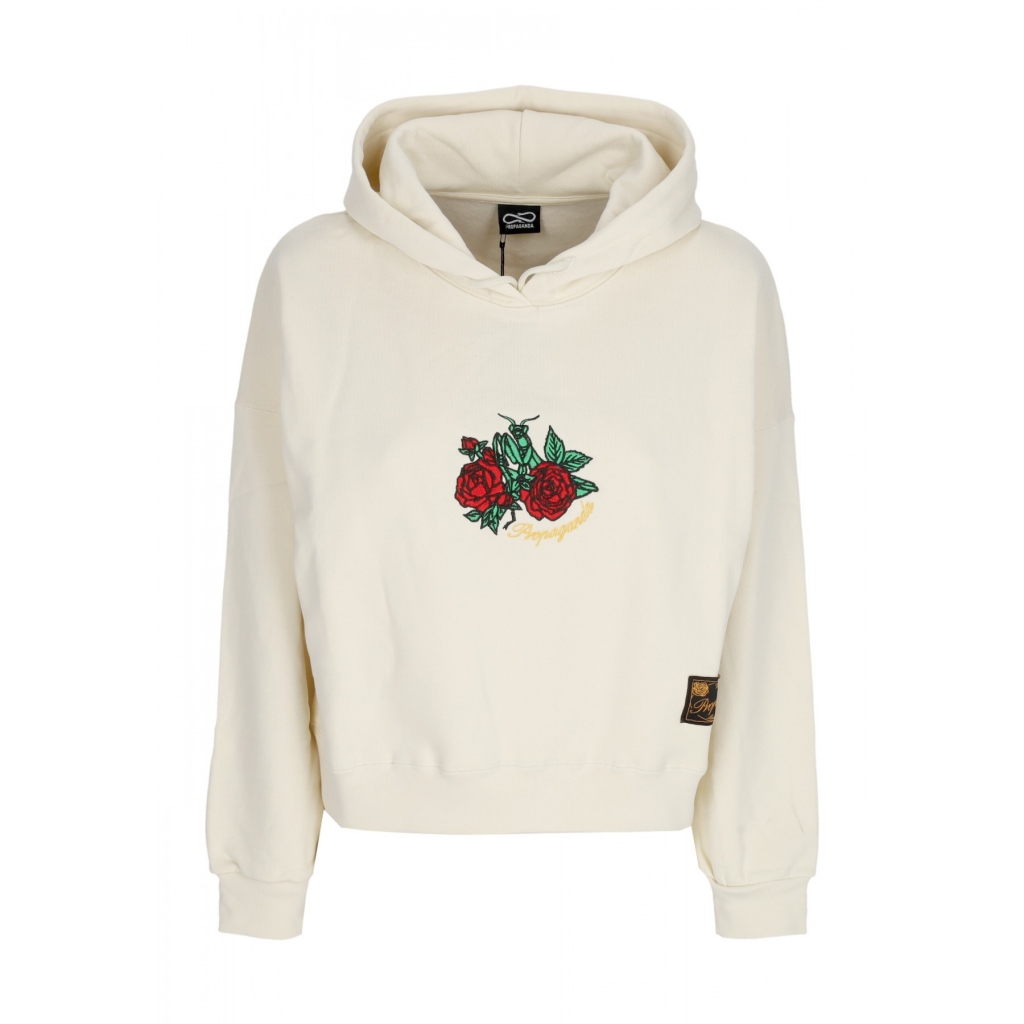 felpa cappuccio corta donna w mantis croptop hoodie BONE