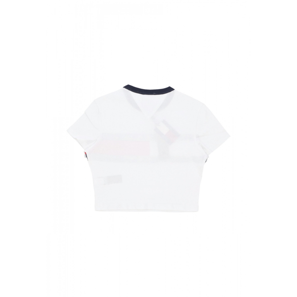 maglietta corta donna w slim crop block tee WHITE