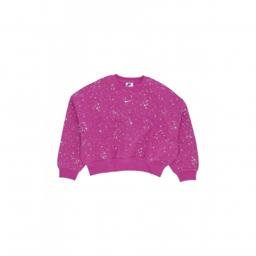 felpa girocollo ragazza sportswear club fleece shine crewneck HOT FUCHSIA/METALLIC SILVER