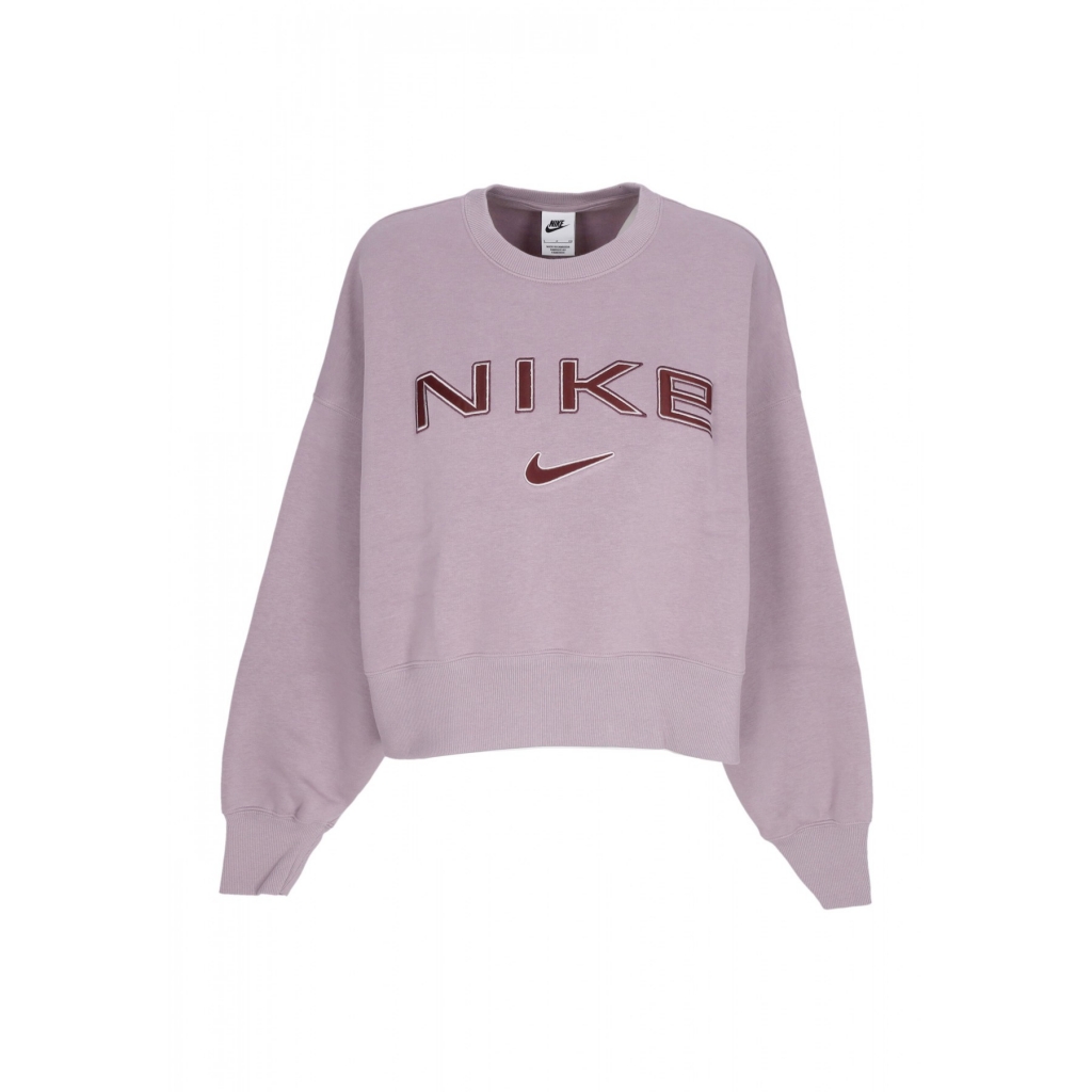 felpa girocollo donna w sportswear phoenix fleece over-oversized logo crewneck LT VIOLET ORE/BURGUNDY CRUSH