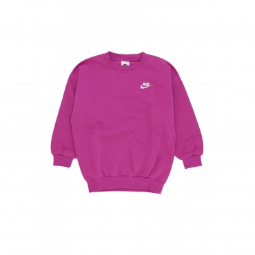 felpa girocollo ragazza sportswear club fleece oversized crewneck HOT FUCHSIA/WHITE