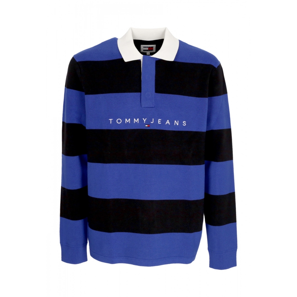 polo manica lunga uomo striped linear rugby BRIGHT BLUE