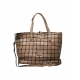 Shopper in pelle con borchie grigio