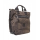 Borsa business in canvas e pelle marrone scuro