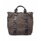 Borsa business in canvas e pelle marrone scuro