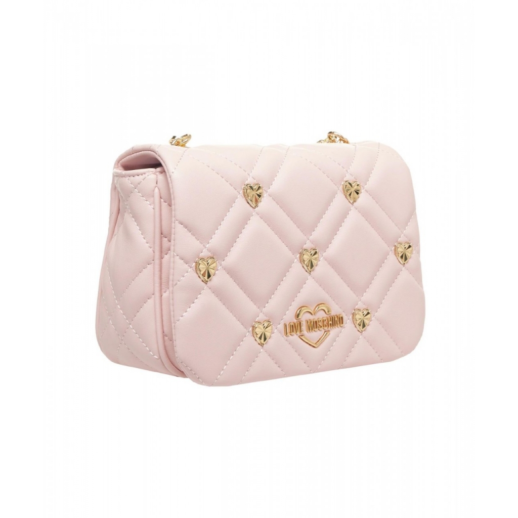 Borsa a tracolla con borchie rosa chiaro