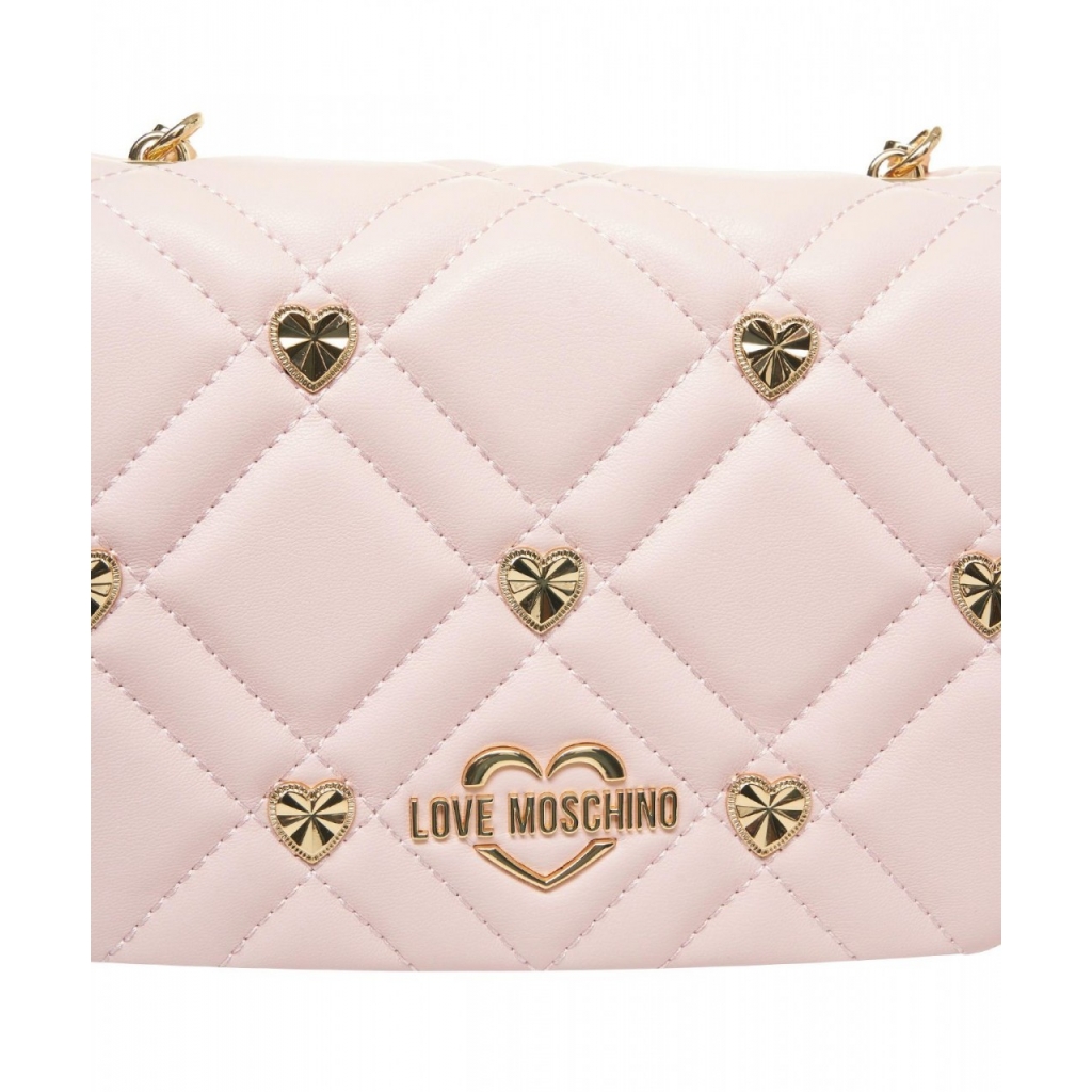 Borsa a tracolla con borchie rosa chiaro