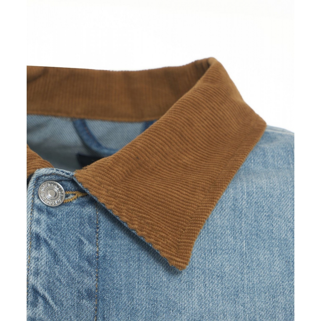 Giacca in denim con colletto a coste blu