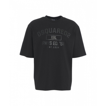 T-shirt con scritta logo nero