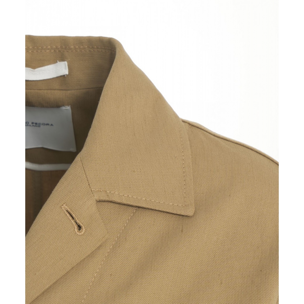 Overshirt in misto lino marrone chiaro