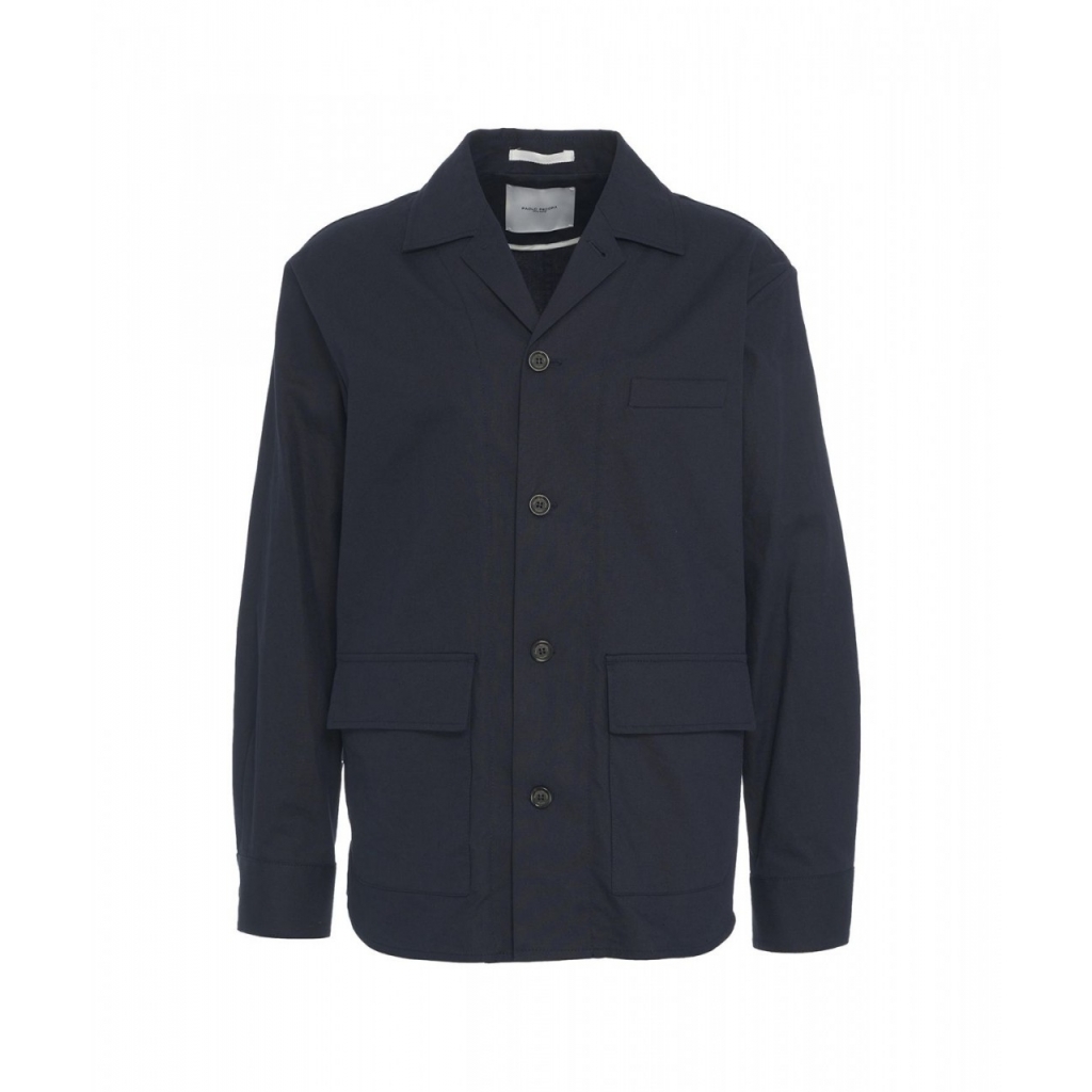 Overshirt in misto lino blu scuro