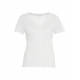 T-shirt in lino con scollo a V bianco