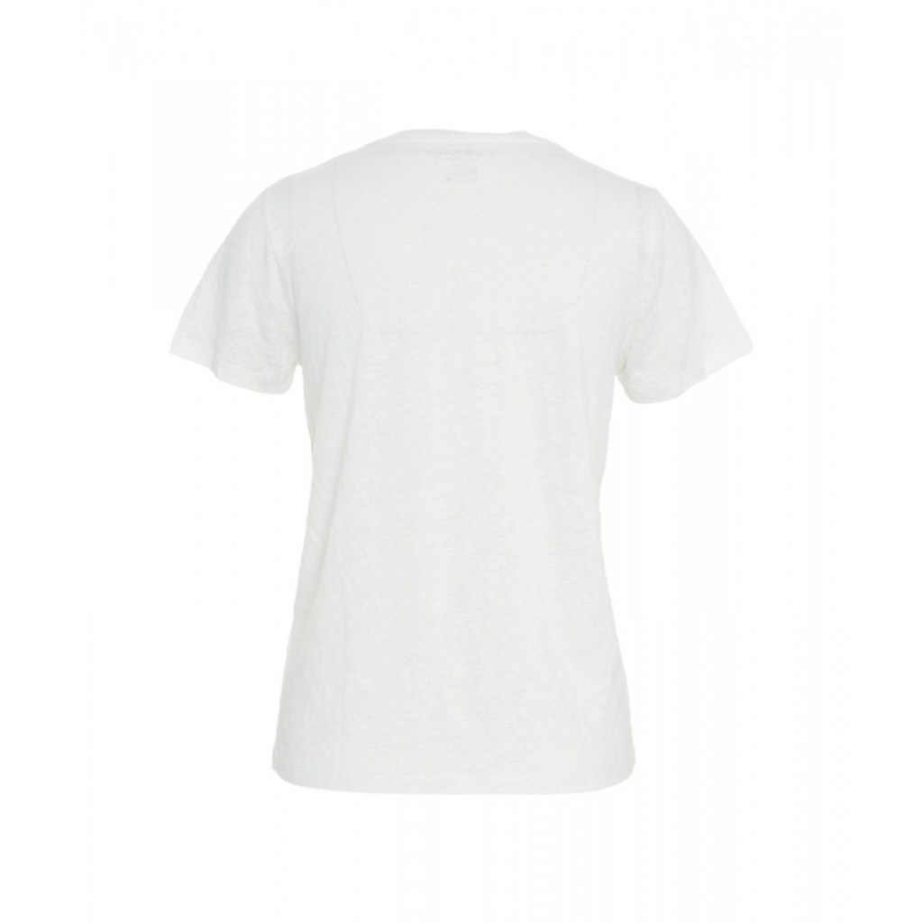 T-shirt in lino con scollo a V bianco