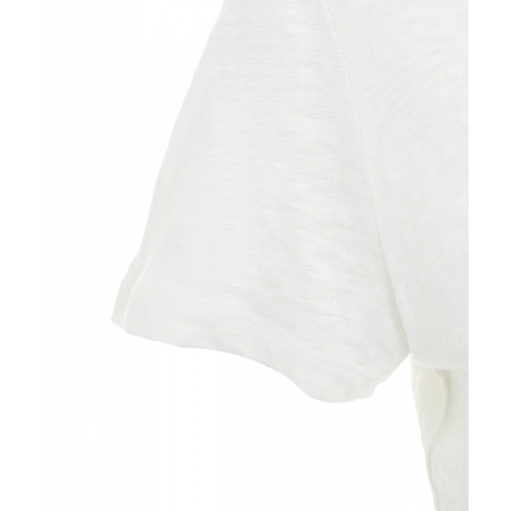 T-shirt in lino con scollo a V bianco