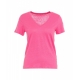 T-shirt in lino con scollo a V pink