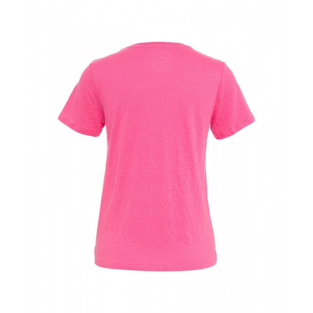 T-shirt in lino con scollo a V pink