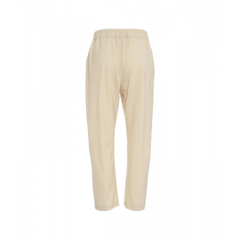 Pantaloni casual in misto lana vergine crema