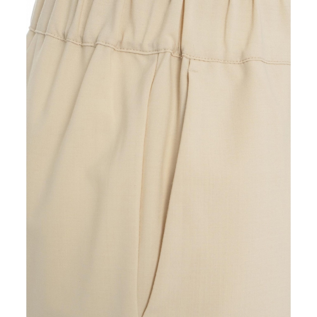 Pantaloni casual in misto lana vergine crema