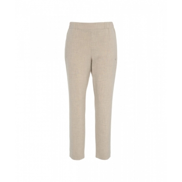 Pantaloni chino con elastico in vita beige