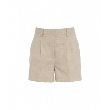 Pantaloncini con piega beige