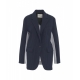 Blazer monopetto con materiale a contrasto blu