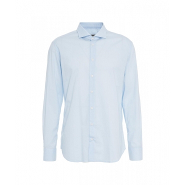 Camicia in cotone con colletto italiano azzurro