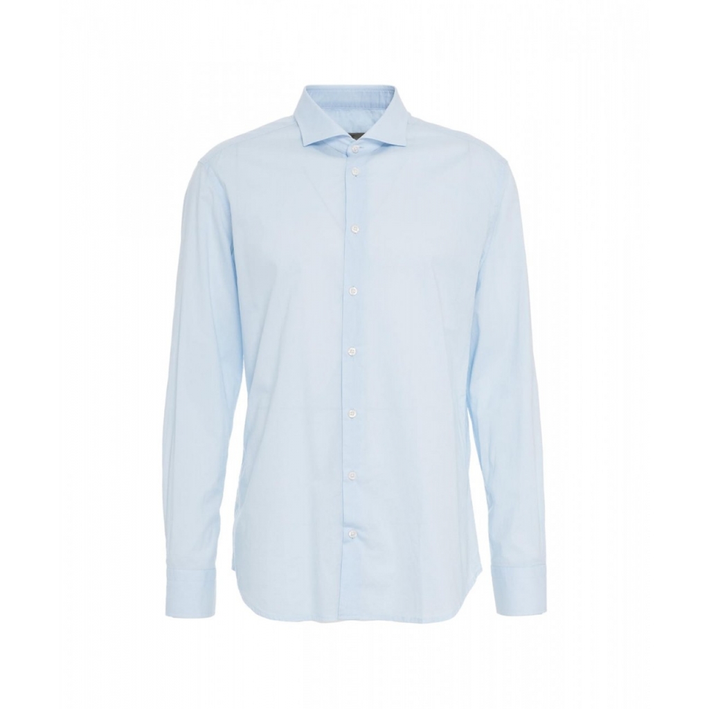 Camicia in cotone con colletto italiano azzurro