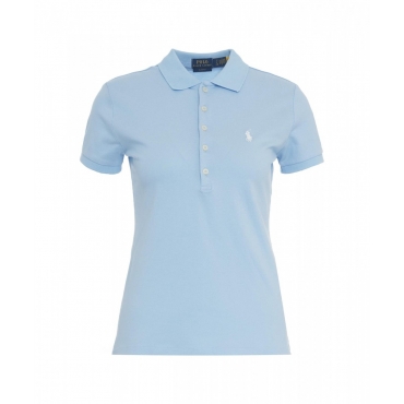 Polo con logo ricamato azzurro