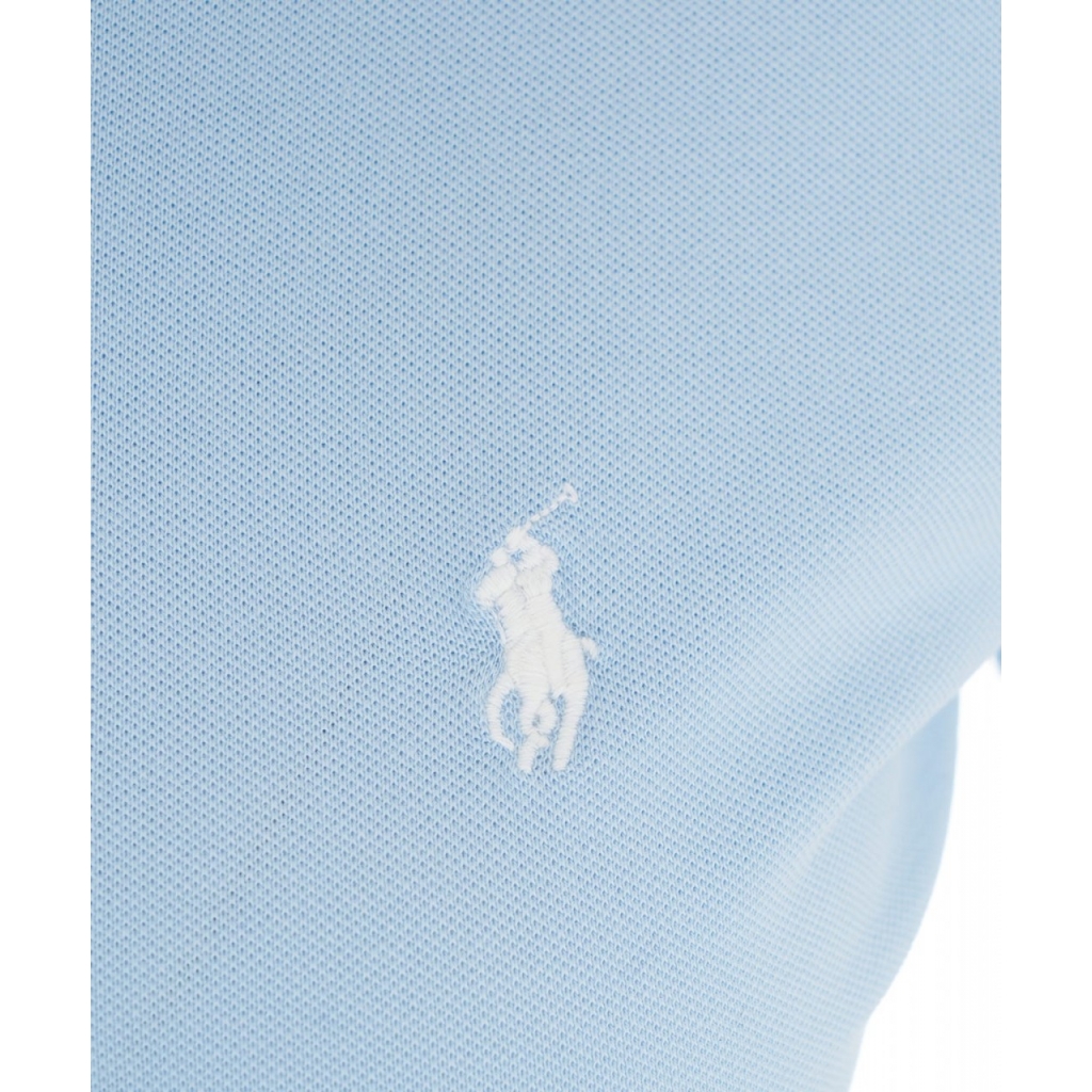 Polo con logo ricamato azzurro