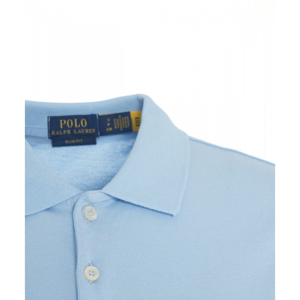 Polo con logo ricamato azzurro