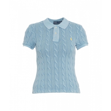 Polo a maglia a cavo azzurro