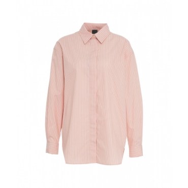 Camicia a righe oversize rosa chiaro