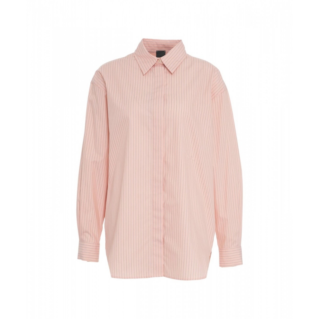 Camicia a righe oversize rosa chiaro