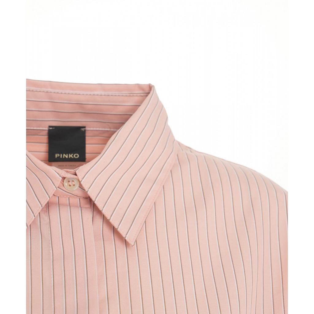 Camicia a righe oversize rosa chiaro