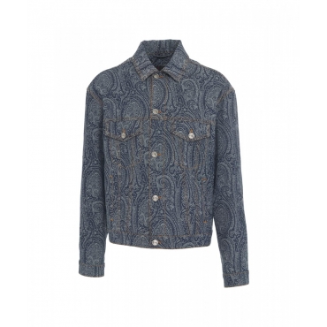 Giacca in denim con motivo paisley blu