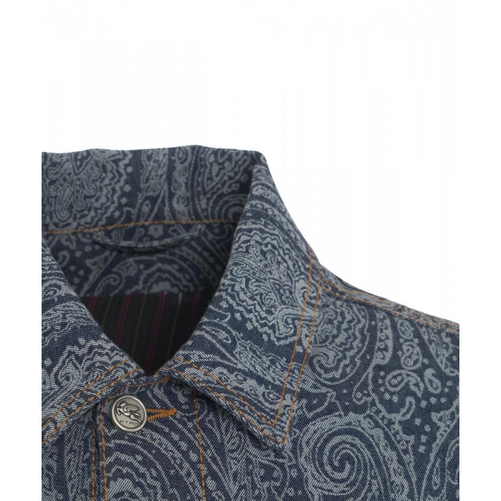 Giacca in denim con motivo paisley blu