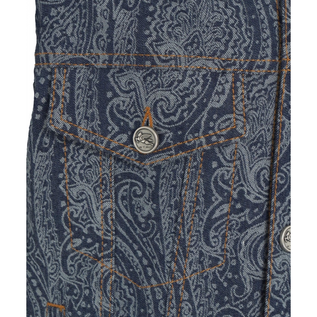 Giacca in denim con motivo paisley blu