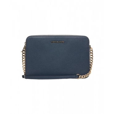 Borsa a tracolla in pelle Jet Set blu