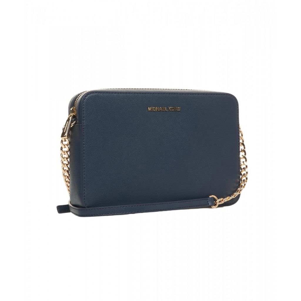 Borsa a tracolla in pelle Jet Set blu