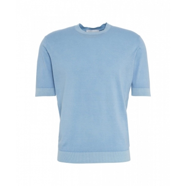 T-shirt a maglia azzurro