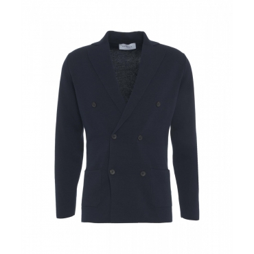 Blazer doppiopetto in maglia blu scuro