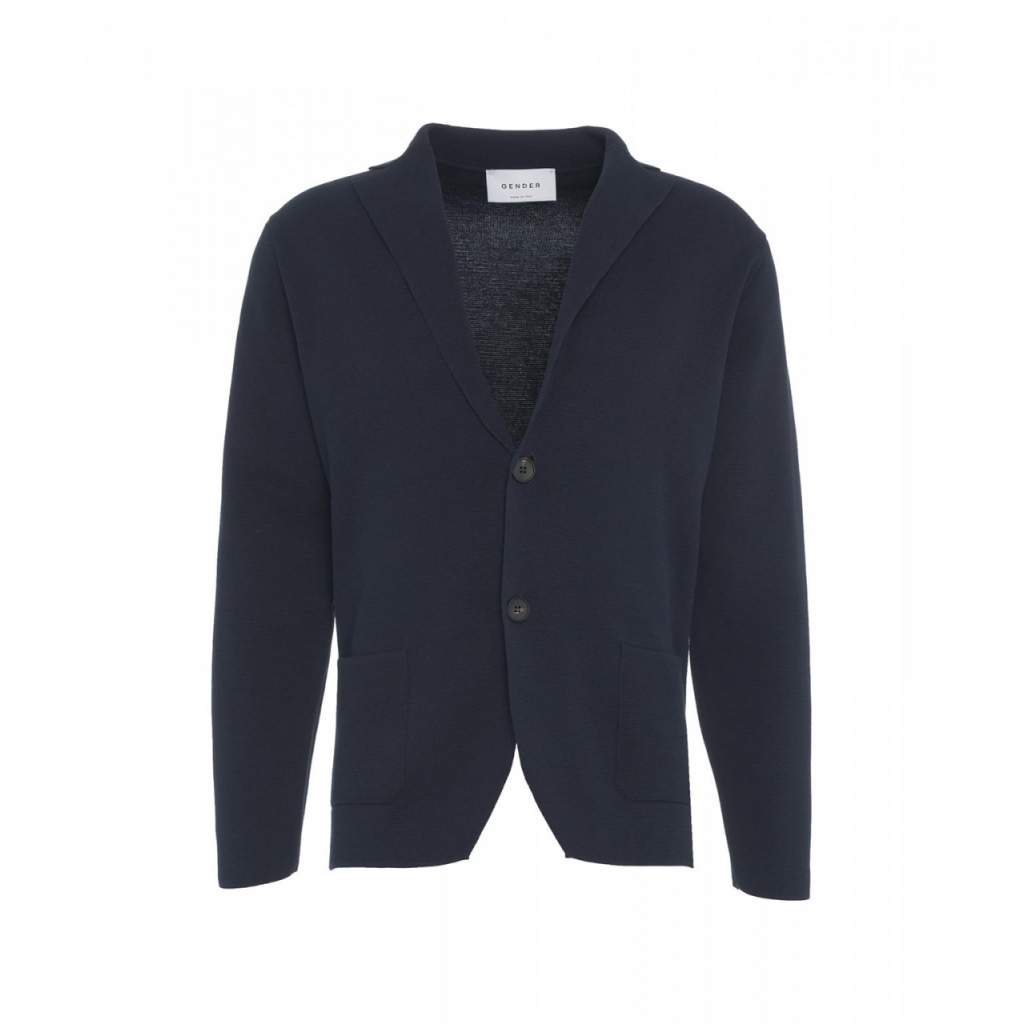 Blazer monopetto in maglia blu scuro