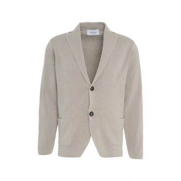 Blazer monopetto in maglia grigio chiaro