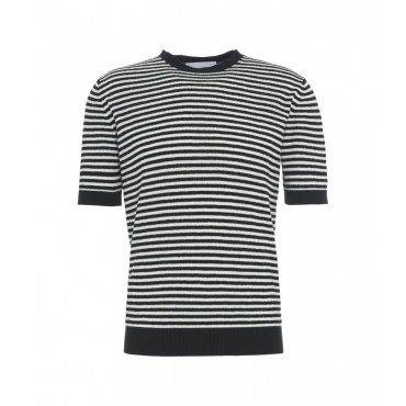 T-shirt a righe in maglia nero